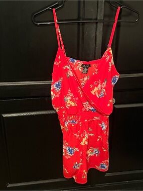 Justify Red Floral Girls' One-Piece Romper